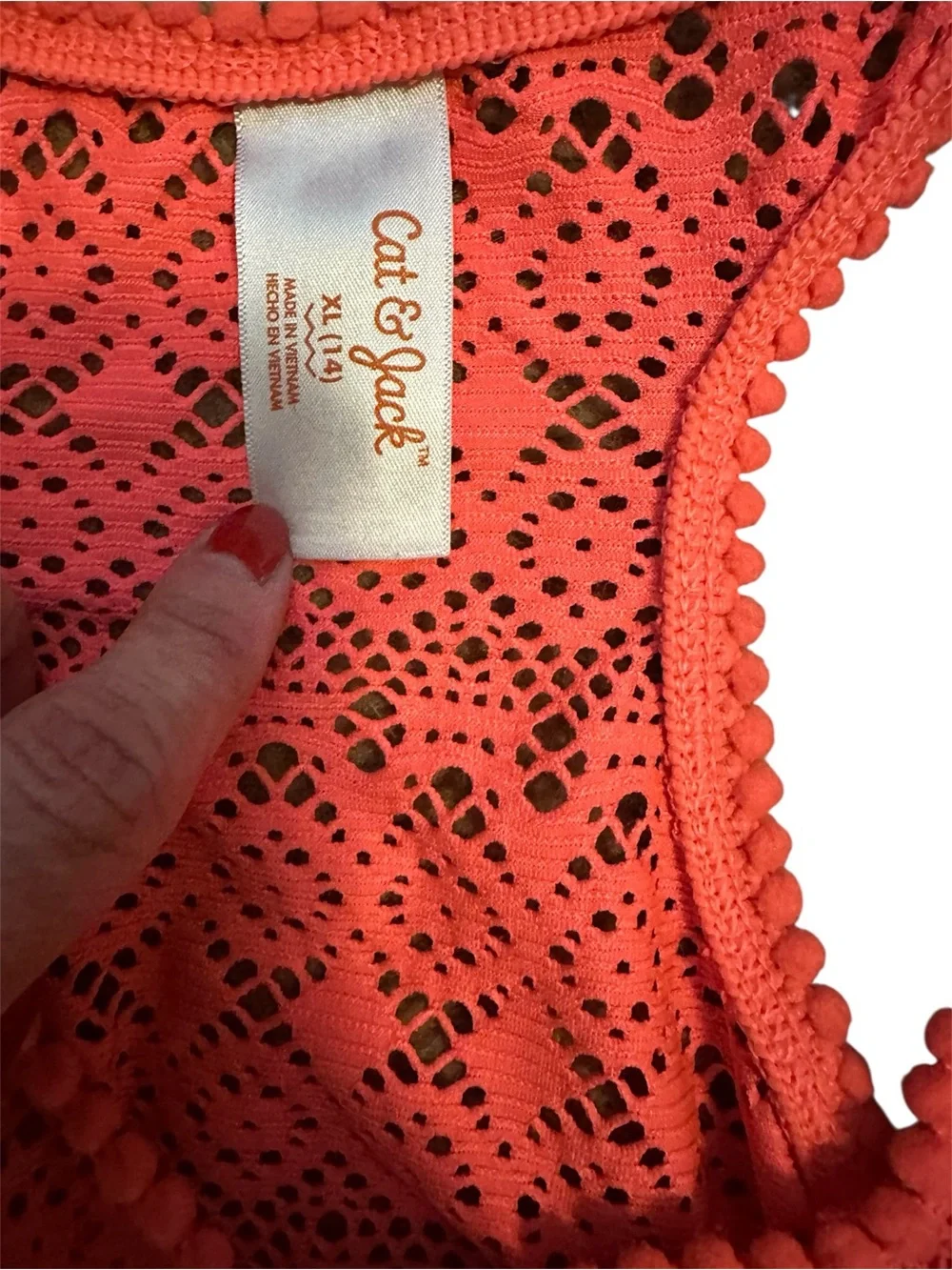 Cat & Jack Coral Lace Sundress + Striped Ruffle Swimsuit